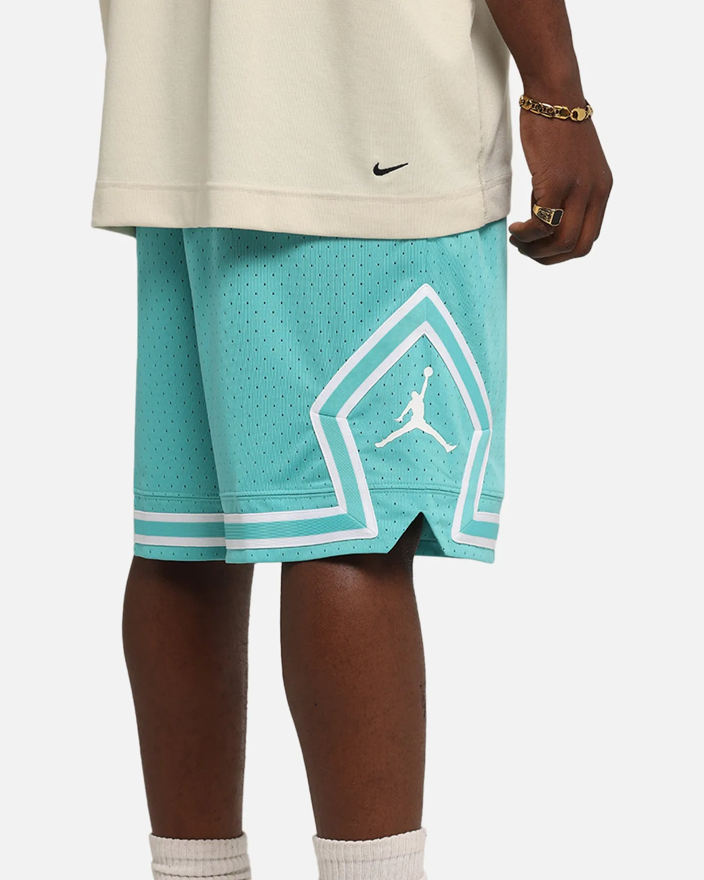 Stain-Resistant Jordan Dri-FIT Sport Diamond Shorts Teal/White