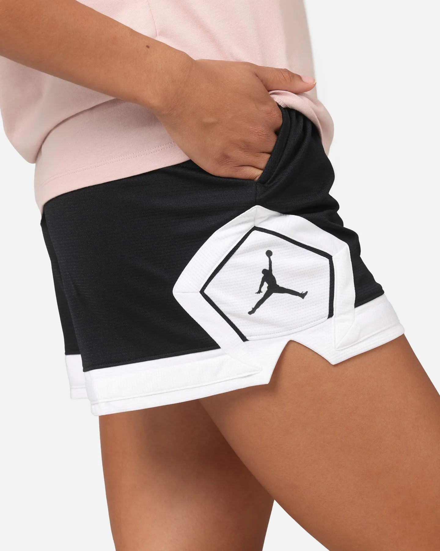 Chic Comfort Breathable Flex Jordan Women's 4" Diamond Shorts Black/White/White