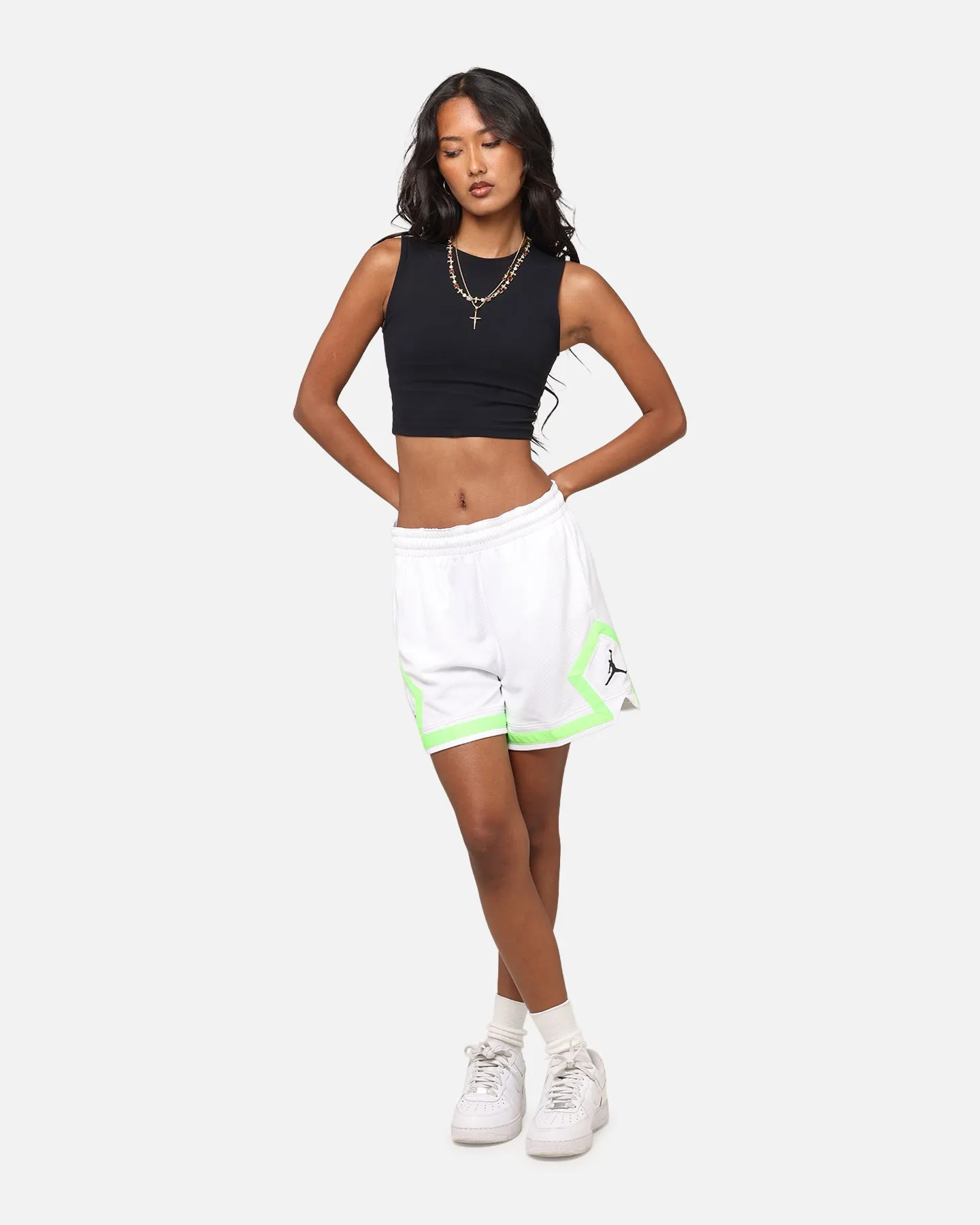 Jordan Women's Dr-FIT 4" Sport Diamond Shorts White/White/Green hiking clothes