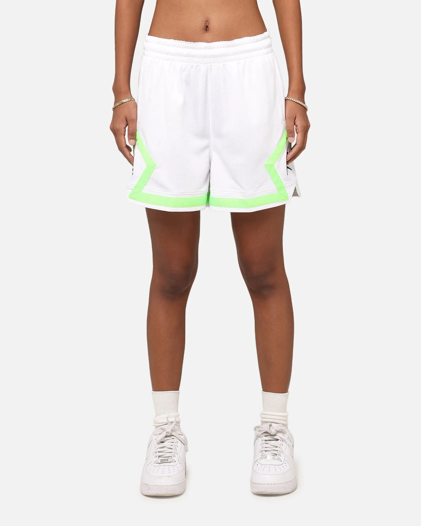 Stretchy Waist Jordan Women's Dr-FIT 4" Sport Diamond Shorts White/White/Green