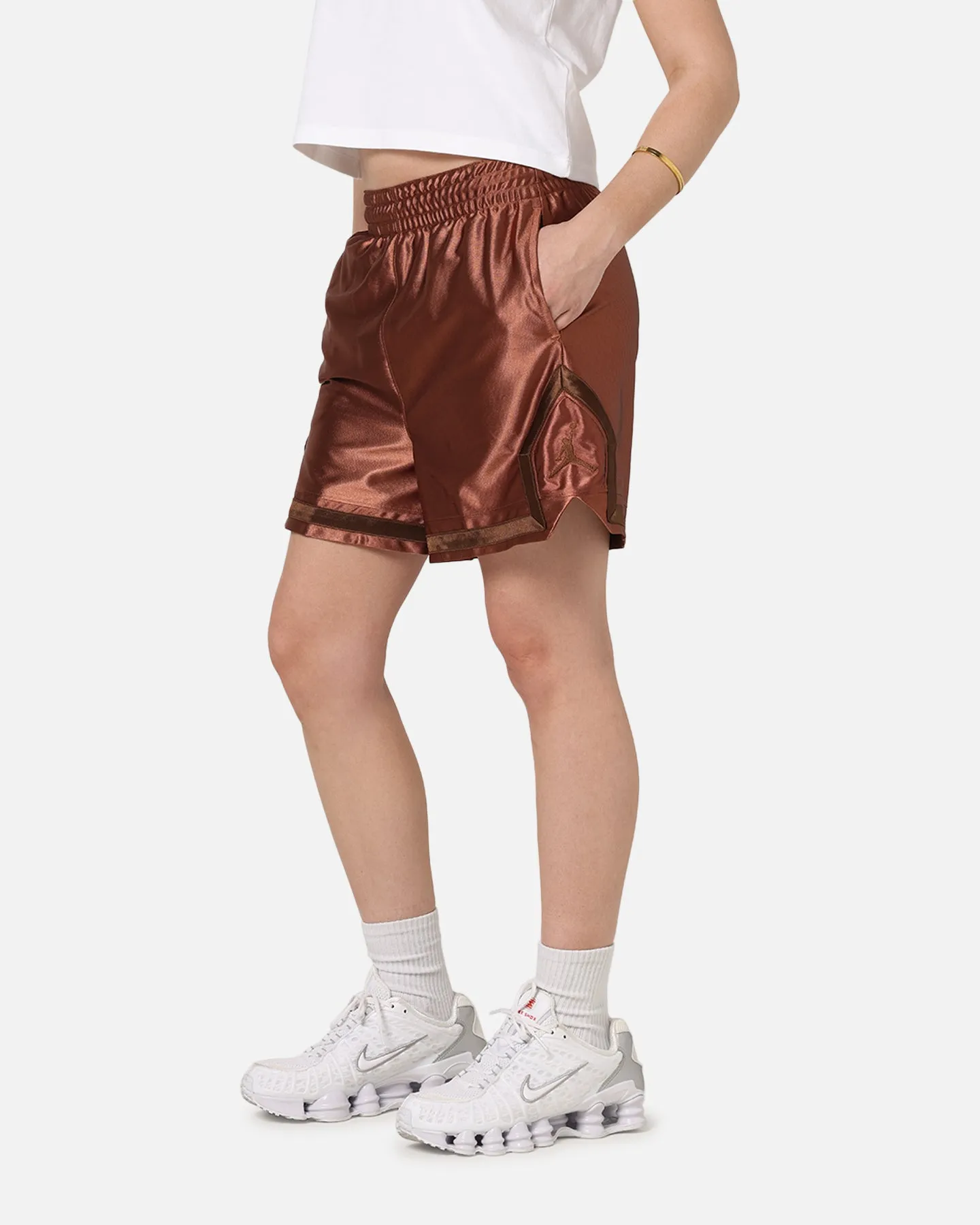 Jordan Women's Dri-FIT 4" Diamond Shorts Metallic Red Breeze Stretch Active Design