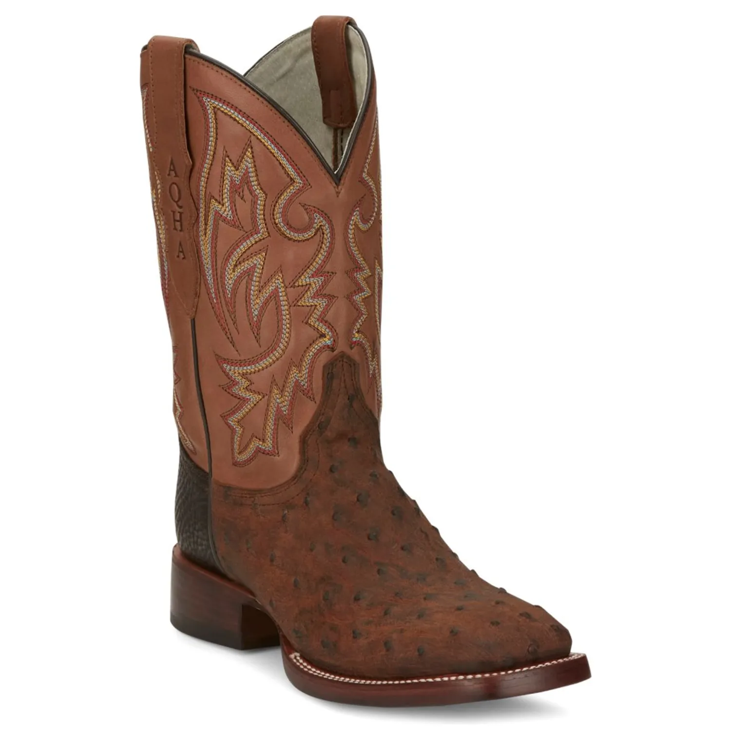 Justin Men's King Distressed Cognac Full Quill Ostrich Boot Travel Light