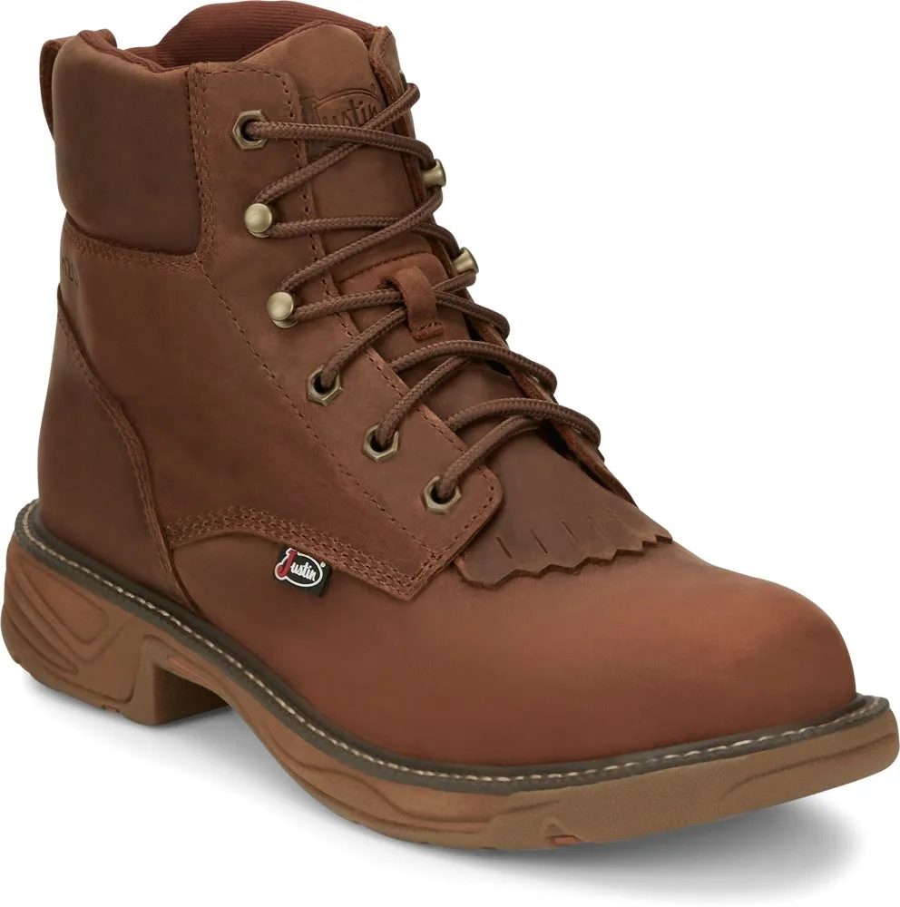 Slip Resistant Daily Walks Rugged Look Justin Men's Original 6"Work Boot - Barley Brown