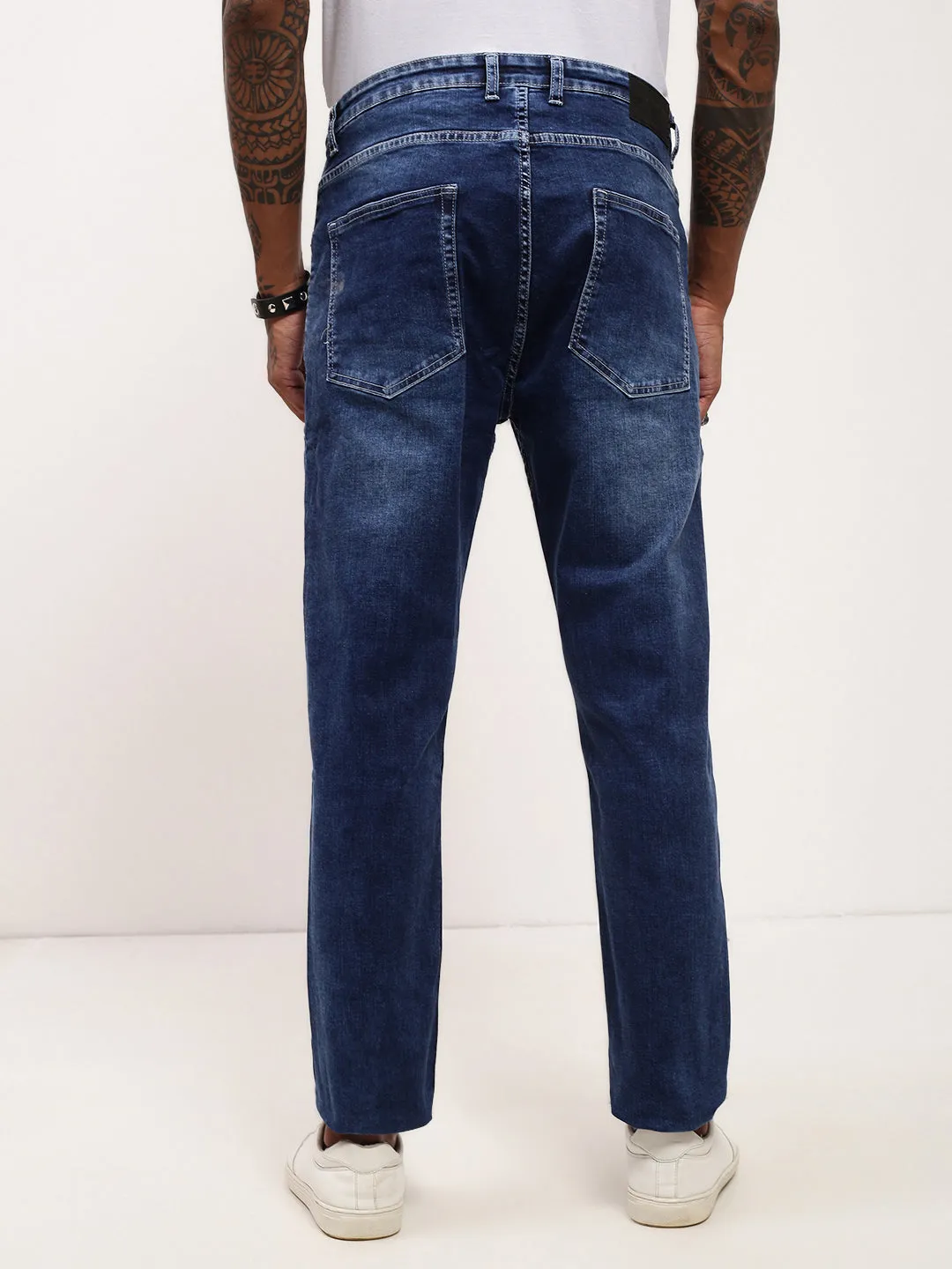 Men's Blue Comfort Straight Fit Low-Rise Jeans Basic Piece