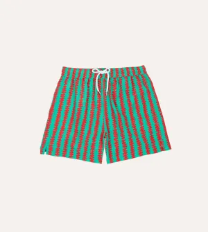 Kelim Stripe Print Nylon Drawstring Swim Shorts Reinforced Gusset anti static coating