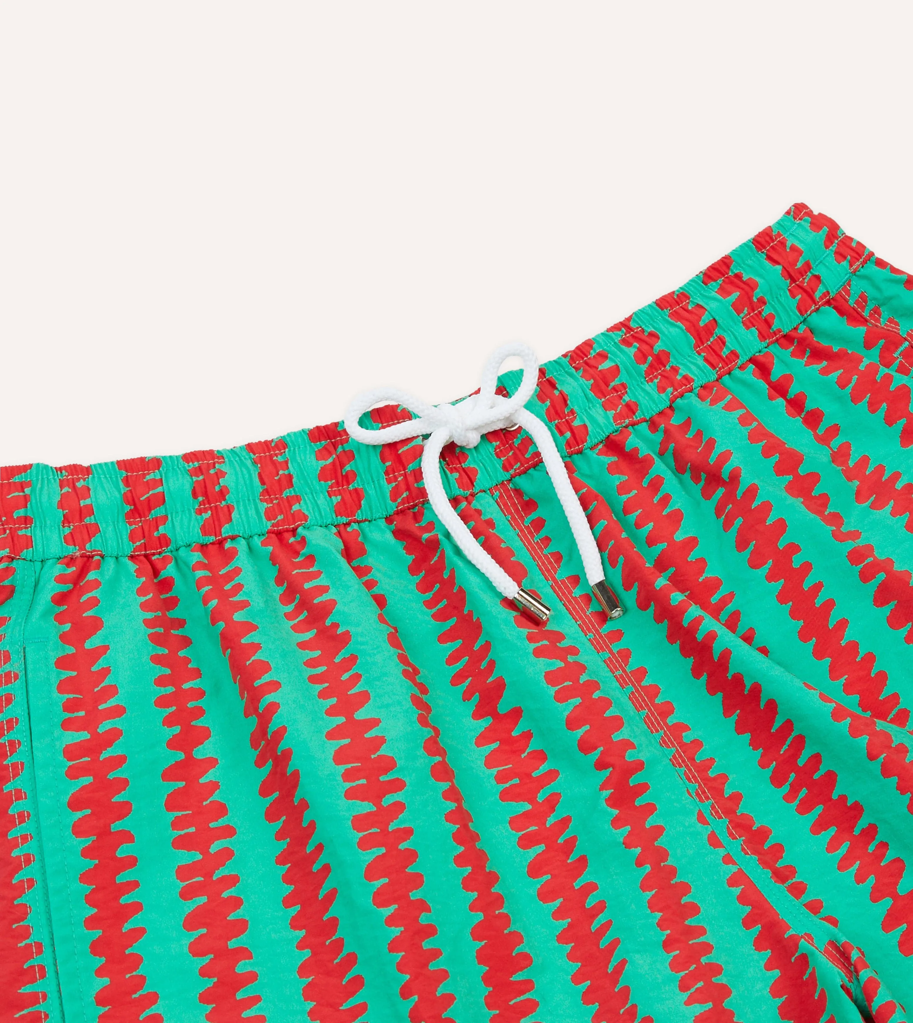 Kelim Stripe Print Nylon Drawstring Swim Shorts Flexible Movement Cut