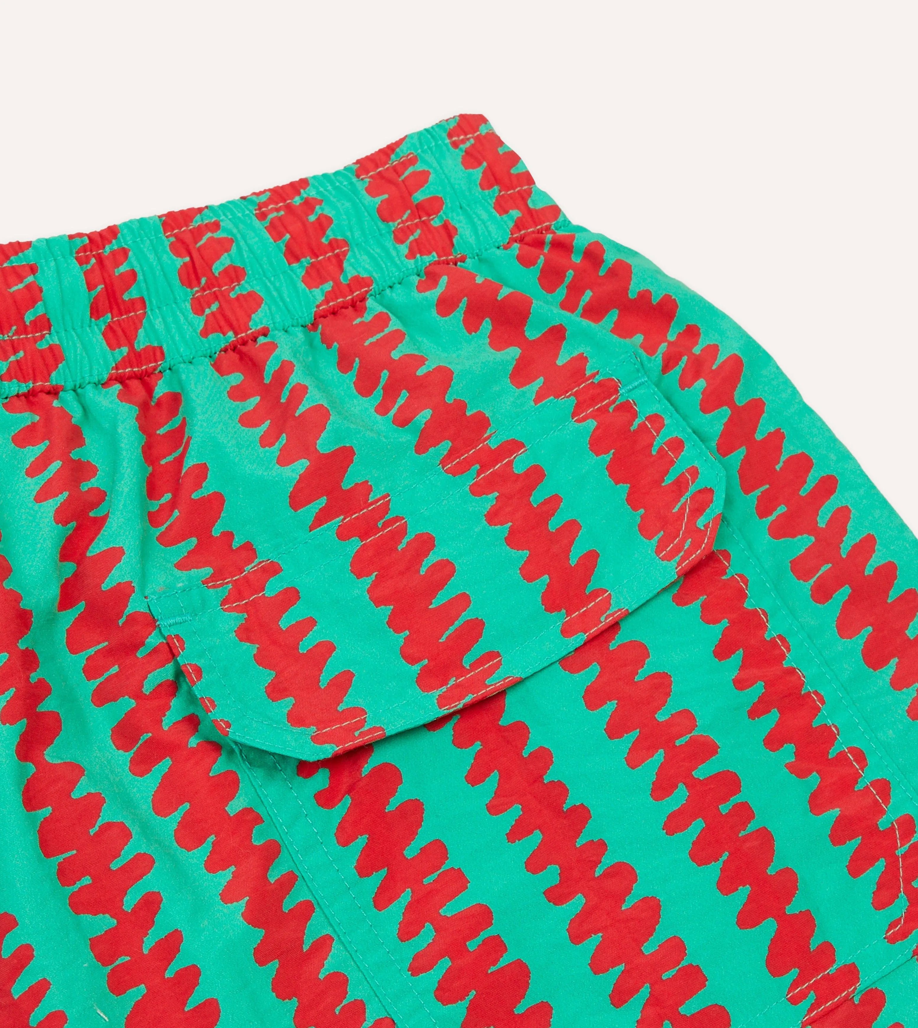 Kelim Stripe Print Nylon Drawstring Swim Shorts Relaxed Cut