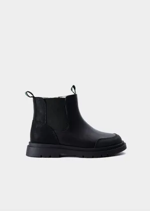 Endless Fit Kid's Leather Chelsea Biker Boot Mid In Black