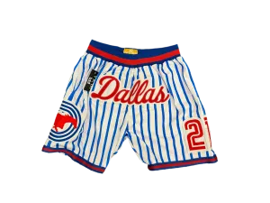SMU Basketball Shorts White Blue Pinstripes 214 Flexible Fit