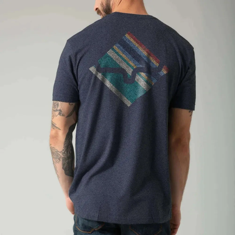 Kimes Ranch Warmth T-Shirt in Midnight Navy UV Protection Fabric Yarn Dyed Stripes