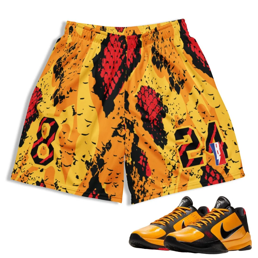 Kobe 5 Protro 'Bruce Lee' Mamba Shorts Tailored Fit Mesh Fabric