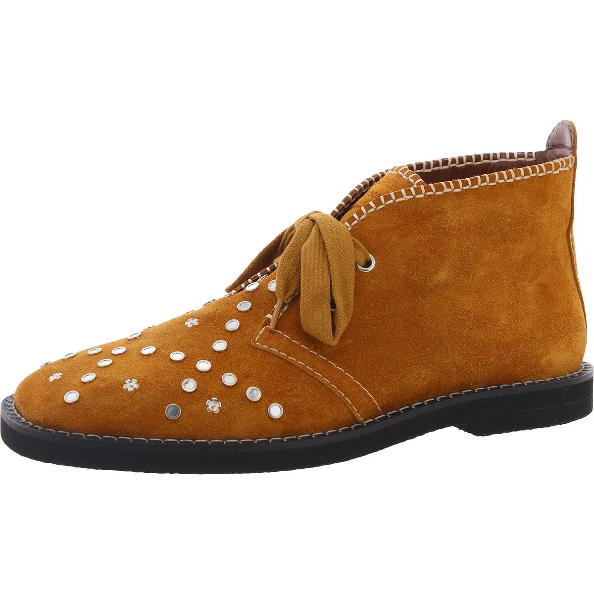 Lace-Up with Studs Mens Studded Suede Chelsea Boots Plush Walk