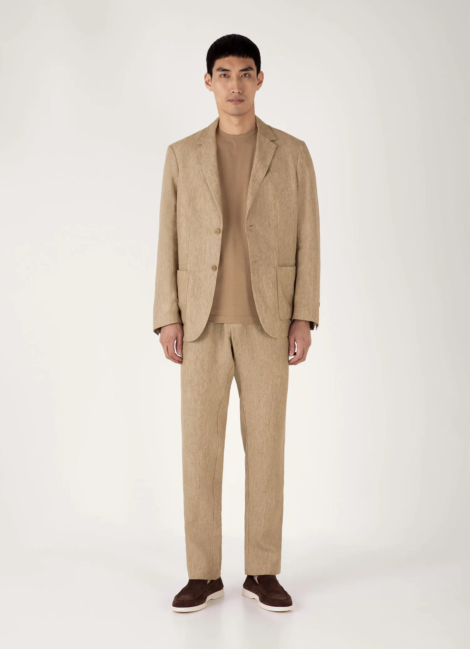 Versatile Layering Men's Linen Drawstring Trouser in Dune Melange