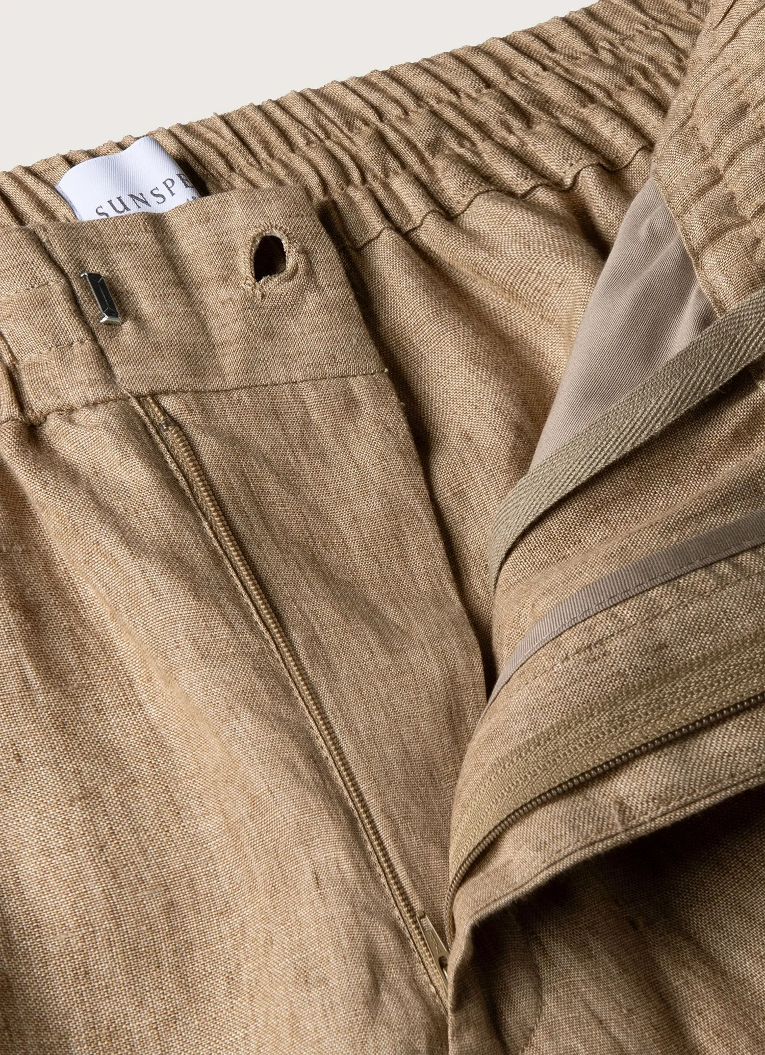 Men's Linen Drawstring Trouser in Dune Melange All weather
