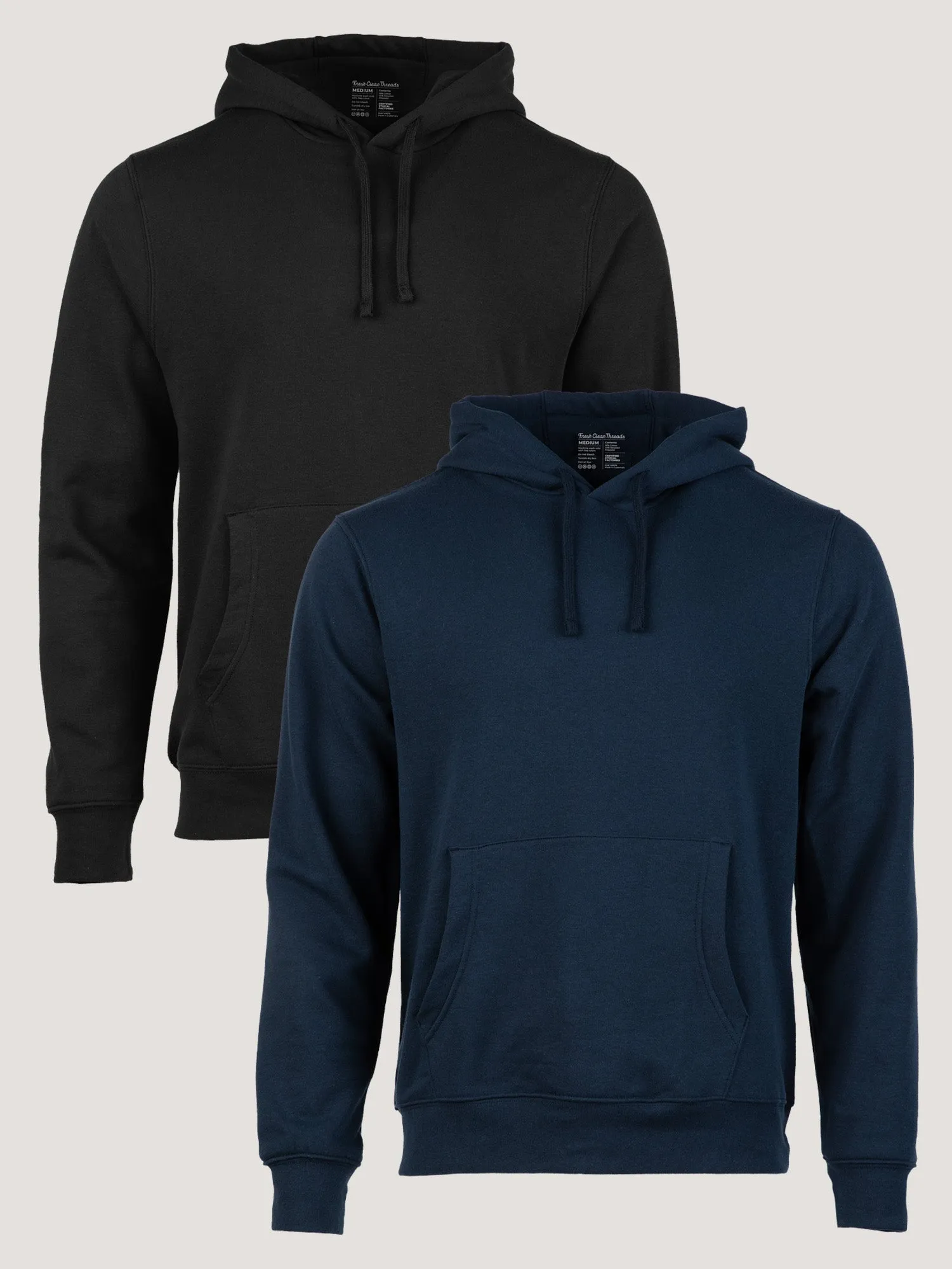 product chain toughness Durable Fabric Pullover Hoodie Black   Dark Navy 2-Pack