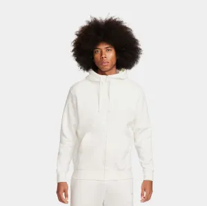 Outdoor Minimal NSW Club Fleece Full Zip Up Mens Hoodie (White)