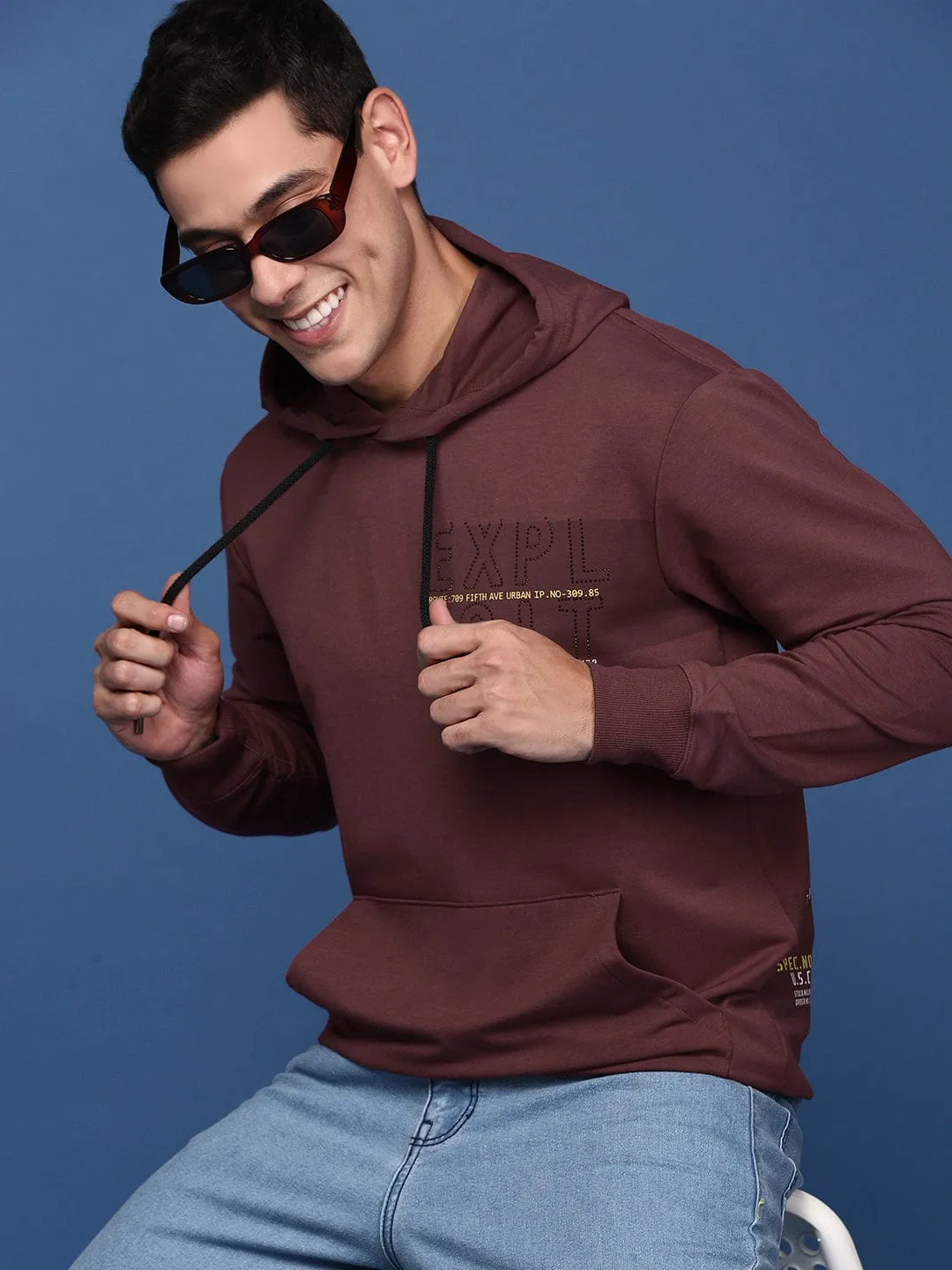 Core Style Cozy Essentials Men's Solid Maroon Hoodie