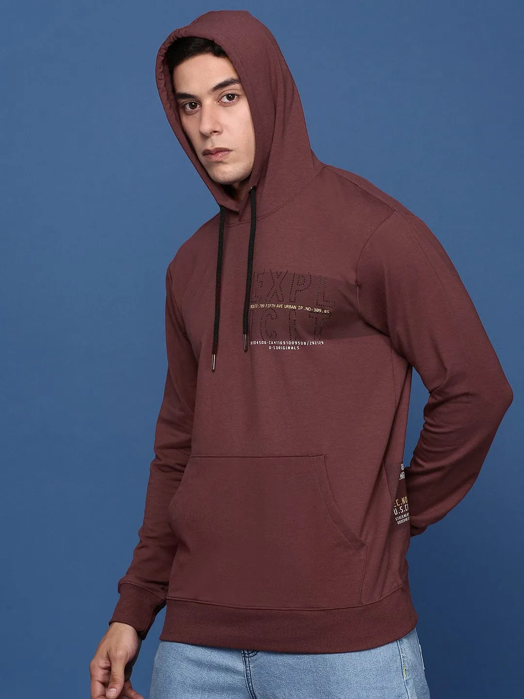 appropriate for hiking Men's Solid Maroon Hoodie