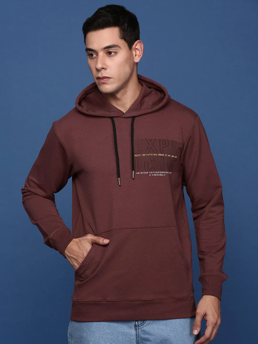 Wool Men's Solid Maroon Hoodie
