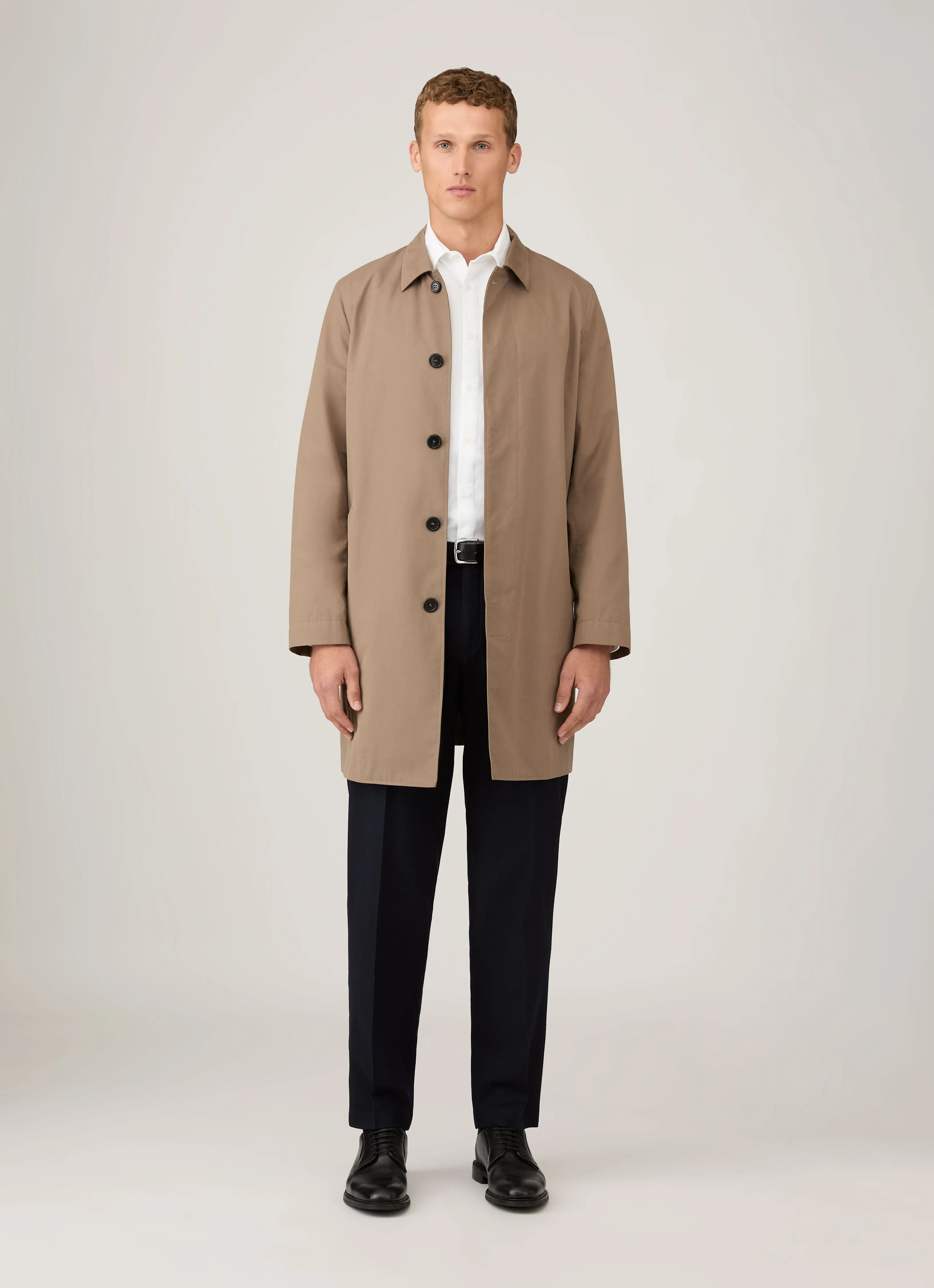 WeatherproofZipper Men's Showerproof Cotton Mac in Dark Stone