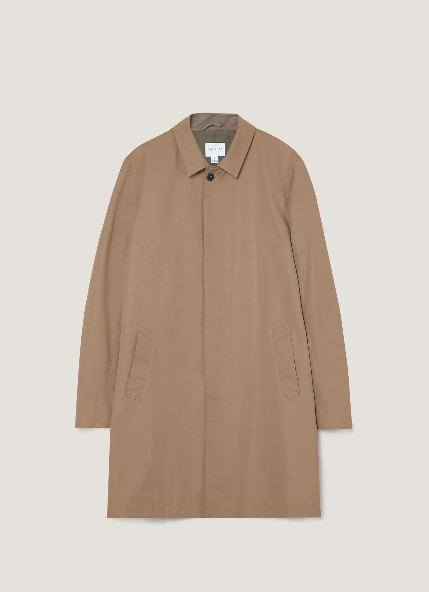 Seamless construction Men's Showerproof Cotton Mac in Dark Stone