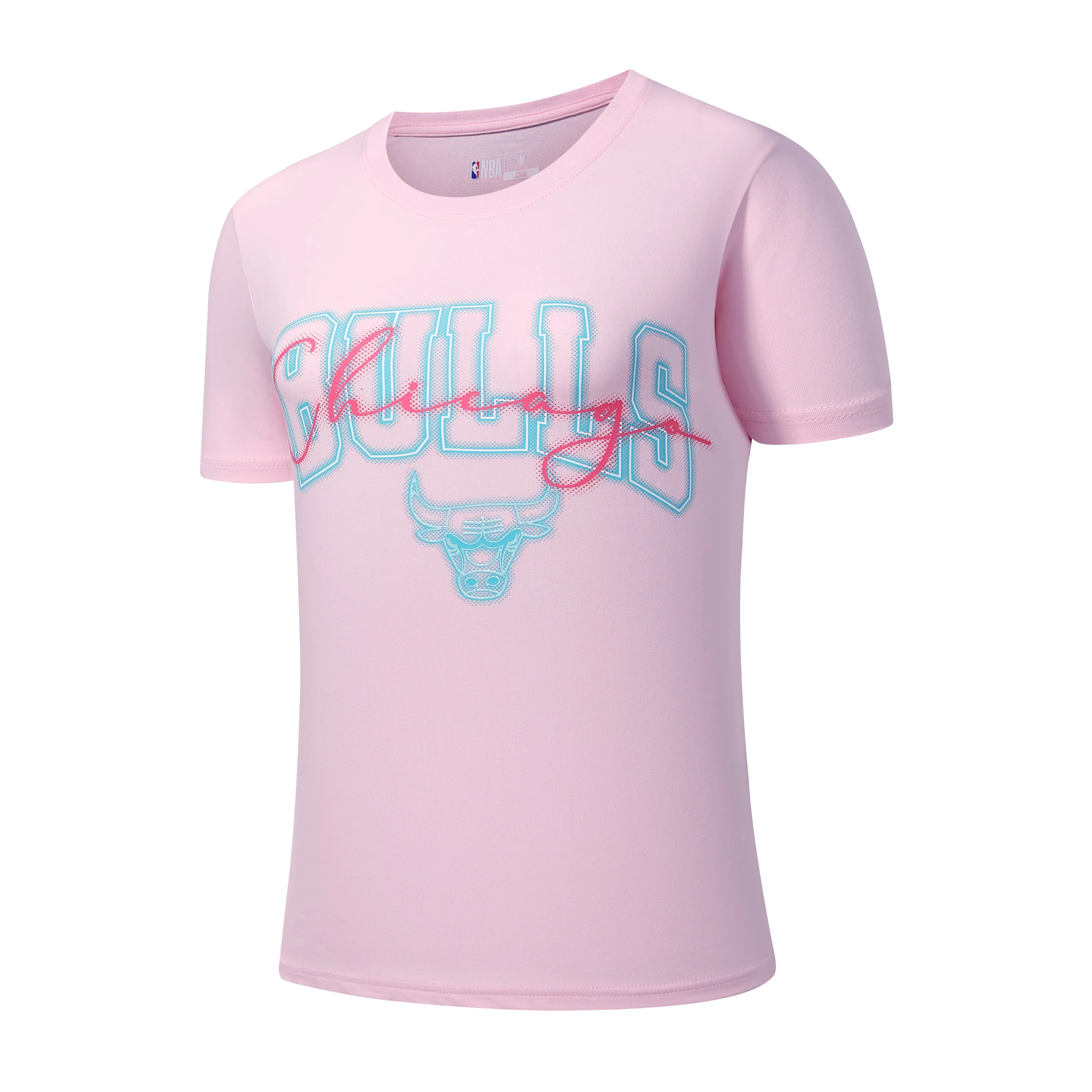Non Restrictive Silhouette NBA Chicago Bulls Glowy Tee Program Women's Crew Neck T-Shirt