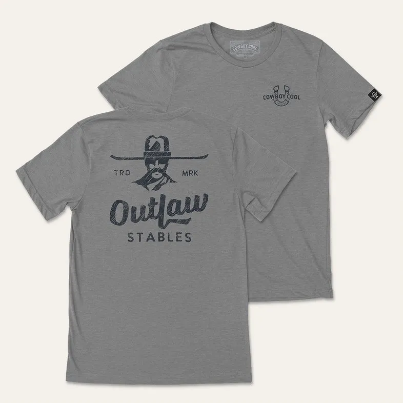 Cowboy Cool "Outlaw Stables" Graphic Tee in Deep Heather Daily Outfit Style
