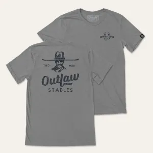 Anti Pill Surface Layer-Friendly Cowboy Cool "Outlaw Stables" Graphic Tee in Deep Heather
