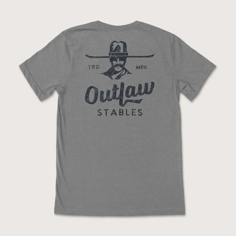 Cowboy Cool "Outlaw Stables" Graphic Tee in Deep Heather Timeless Look Wear Comfy Stretch