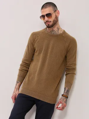 Men's Brown Solid Sweater Winter Travel Minimal Vibe