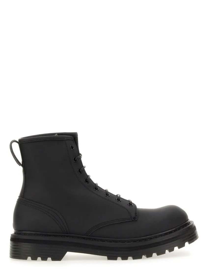 Leather Boots With Tubular Lace-Up Design Essential Fit