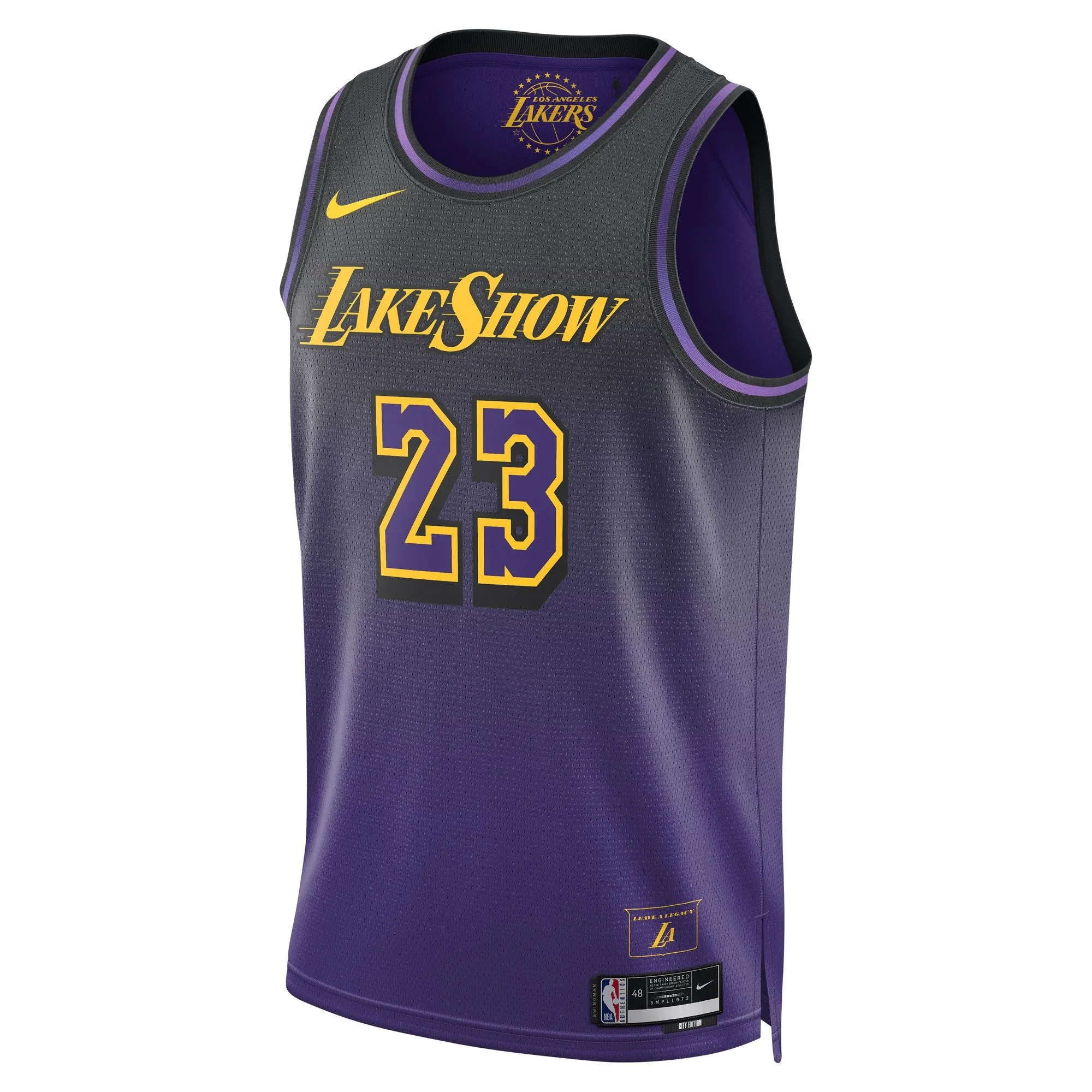 LeBron James Los Angeles Lakers 2024/25 City Edition Men's Nike Dri-FIT NBA Swingman Jersey Cool Texture Ergonomic Pattern Design