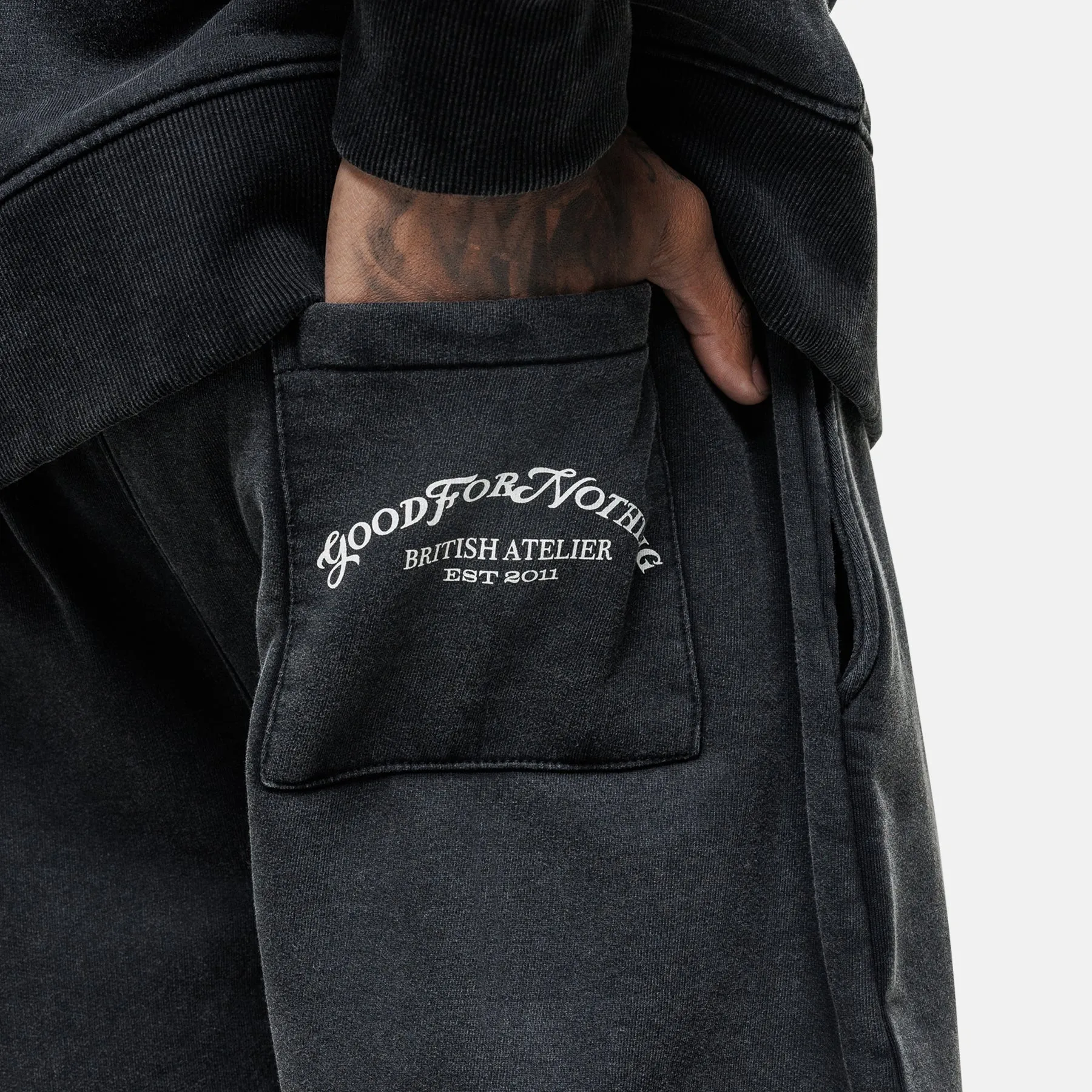 Non Restrictive Perfectly Fit Liberty Washed  Black Sweatpant