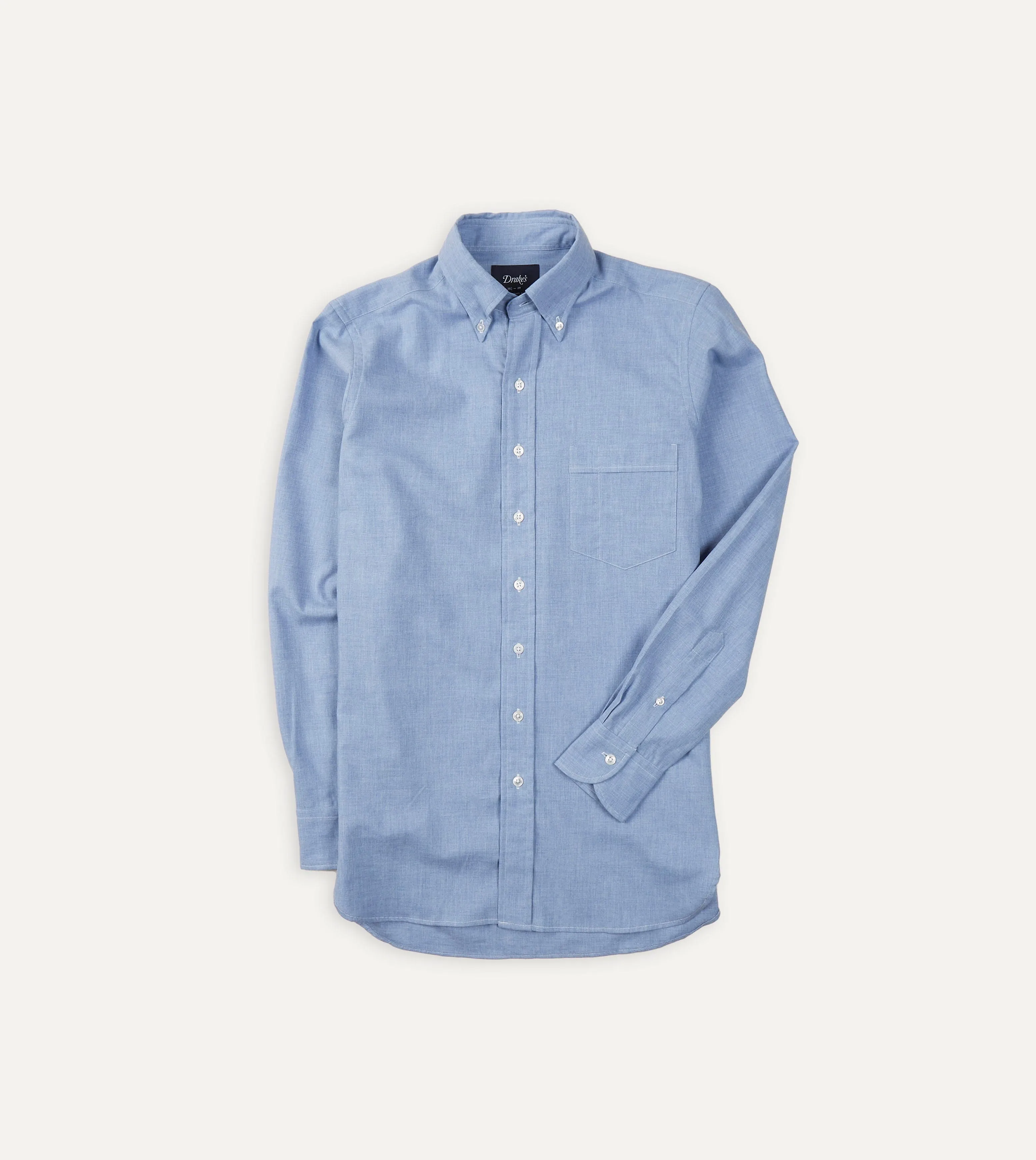 Light Blue Brushed Cotton Button-Down Shirt Neutral Color