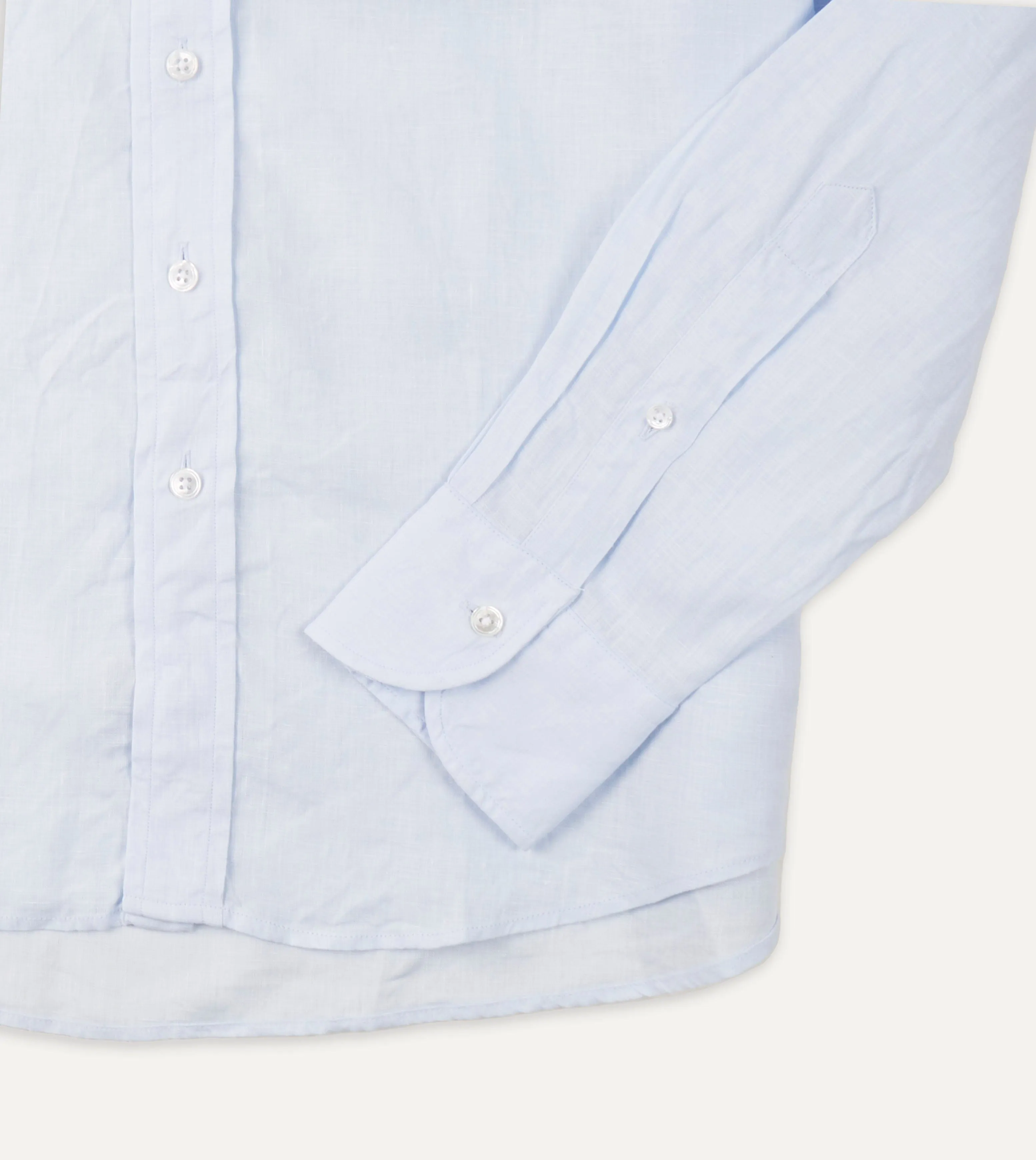 Light Blue Linen Spread Collar Shirt FadeResistant Coating Relaxed Wearable