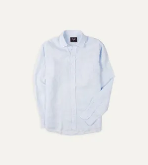 Light Blue Linen Spread Collar Shirt Layered Shoulder Design Round neck simplicity