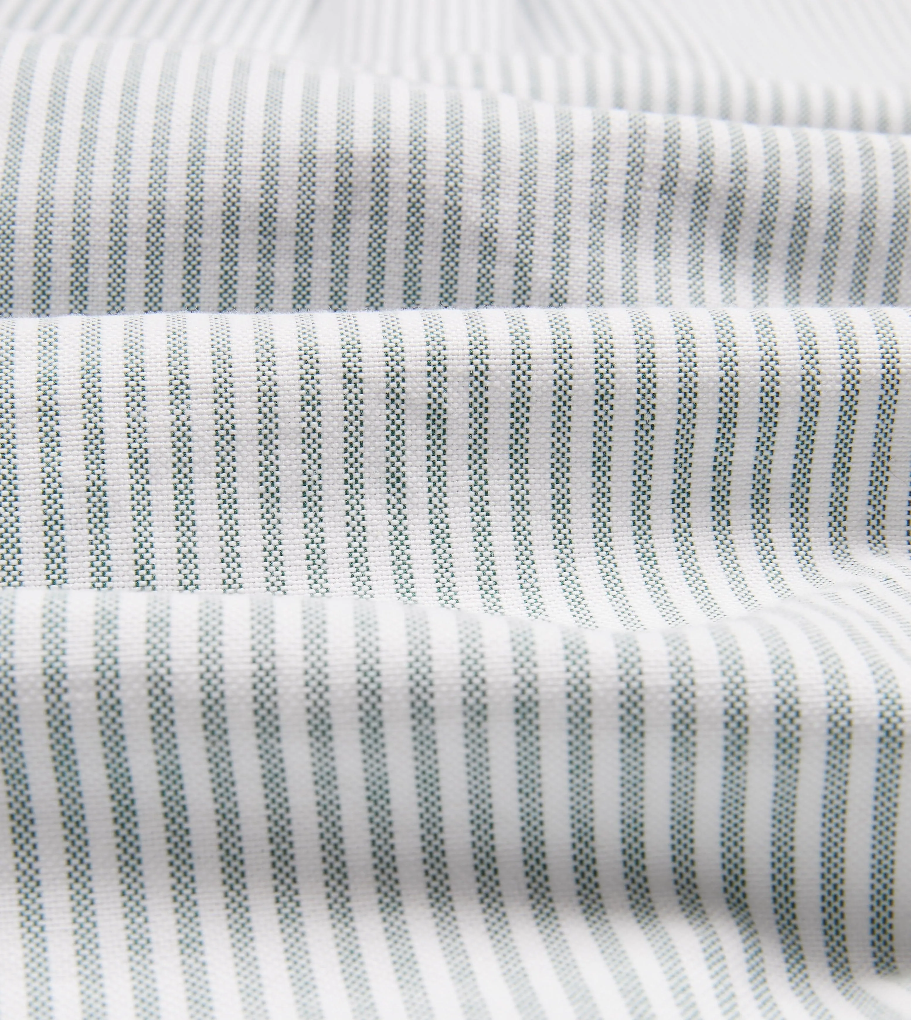 Light Green Ticking Stripe Cotton Oxford Cloth Button-Down Shirt Solid color purity