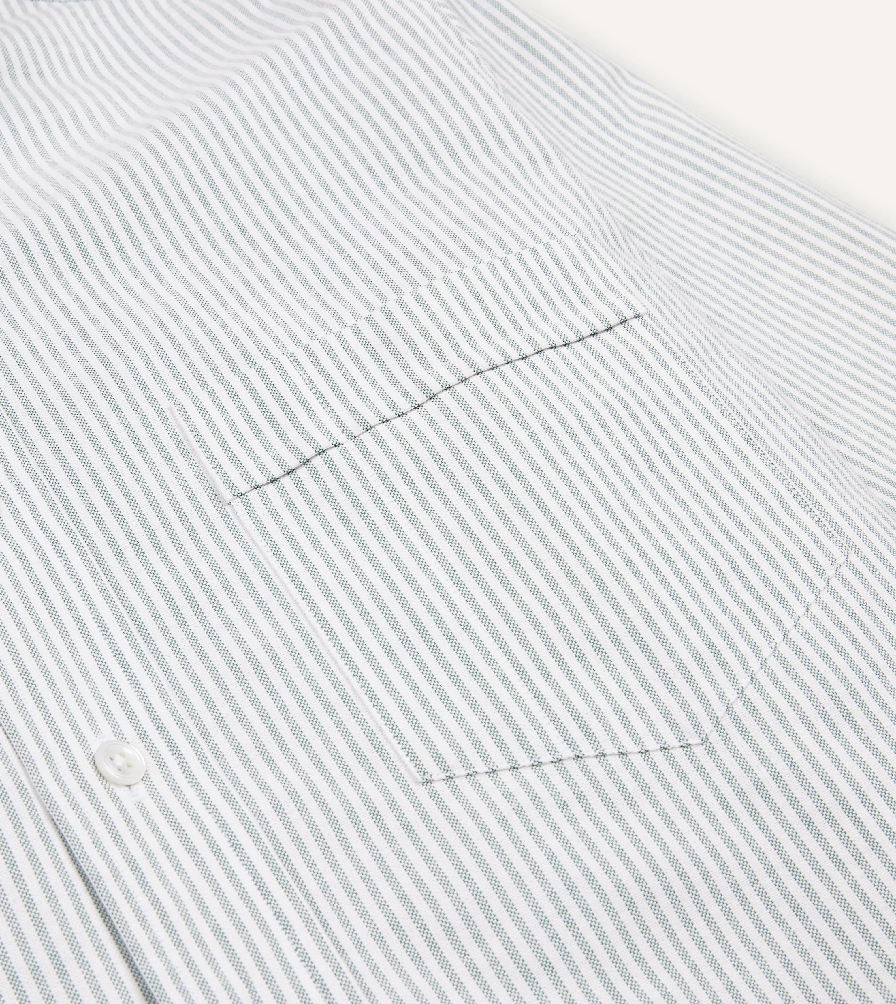 Light Green Ticking Stripe Cotton Oxford Cloth Button-Down Shirt Layer Ready Easygoing Wear