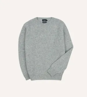 Gentle Fit Light Grey Brushed Shetland Crew Neck Jumper