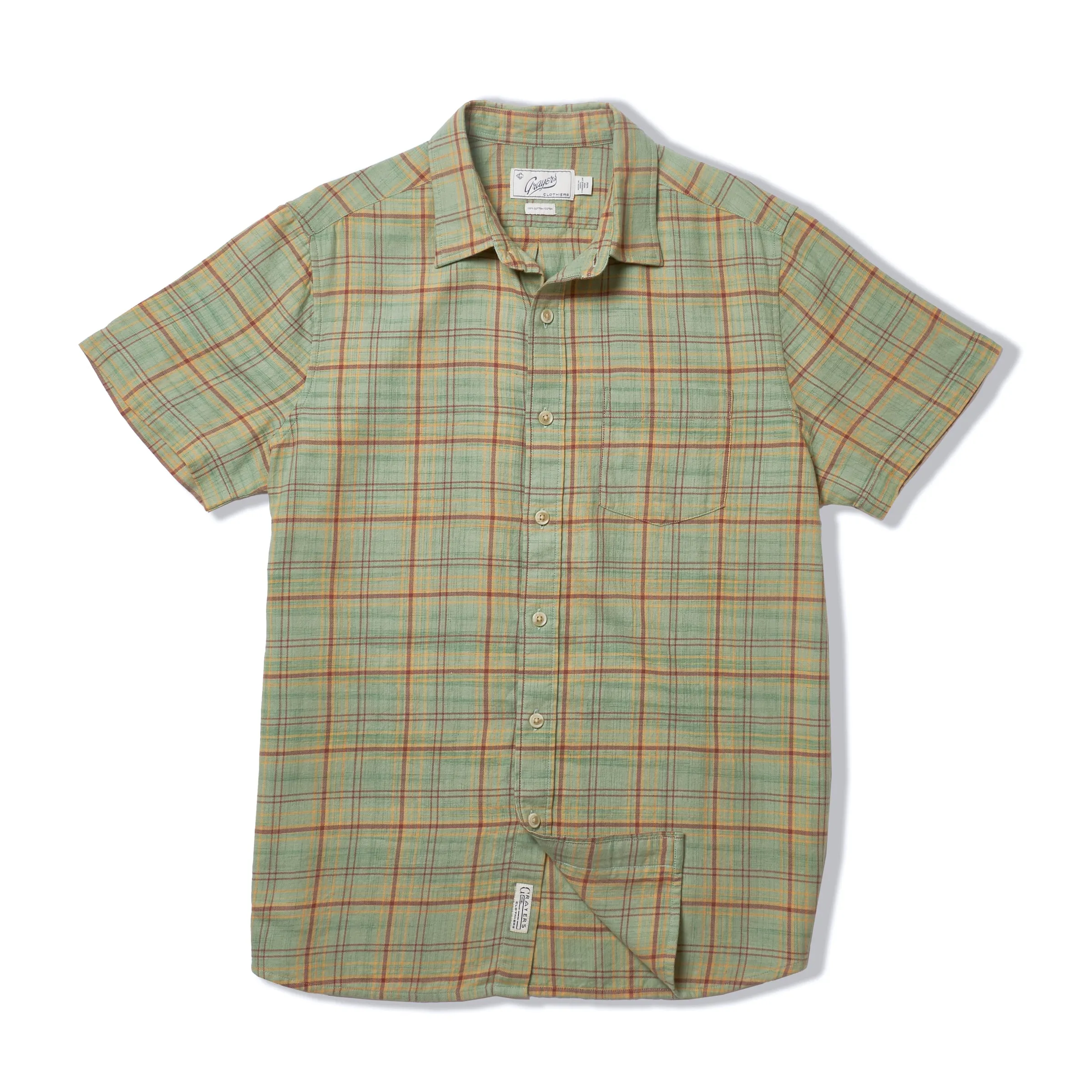 Light Weight Power Loom Short Sleeve Shirt - Basil Maroon Plaid MultipurposeUse