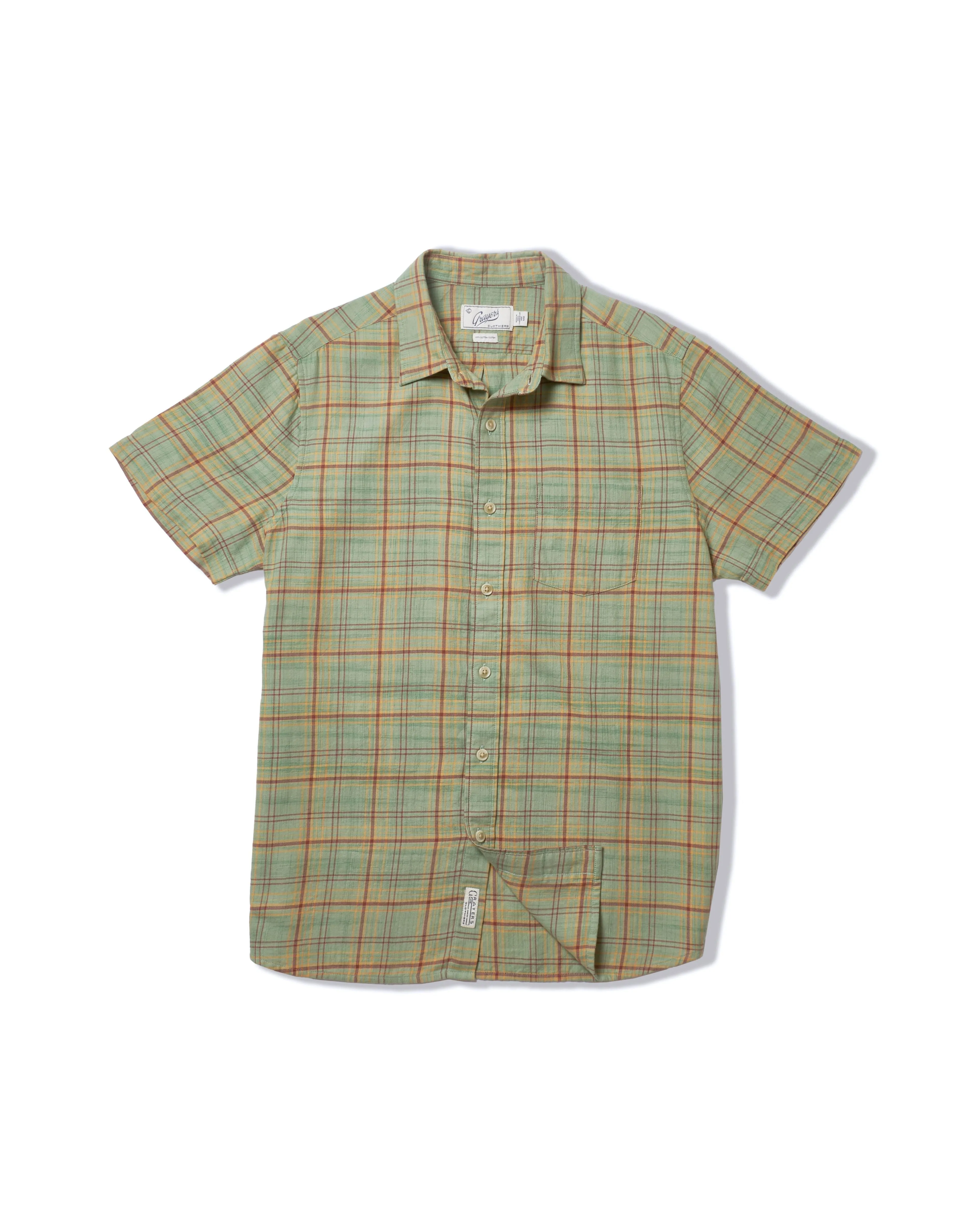 Light Weight Power Loom Short Sleeve Shirt - Basil Maroon Plaid HighThreadCount