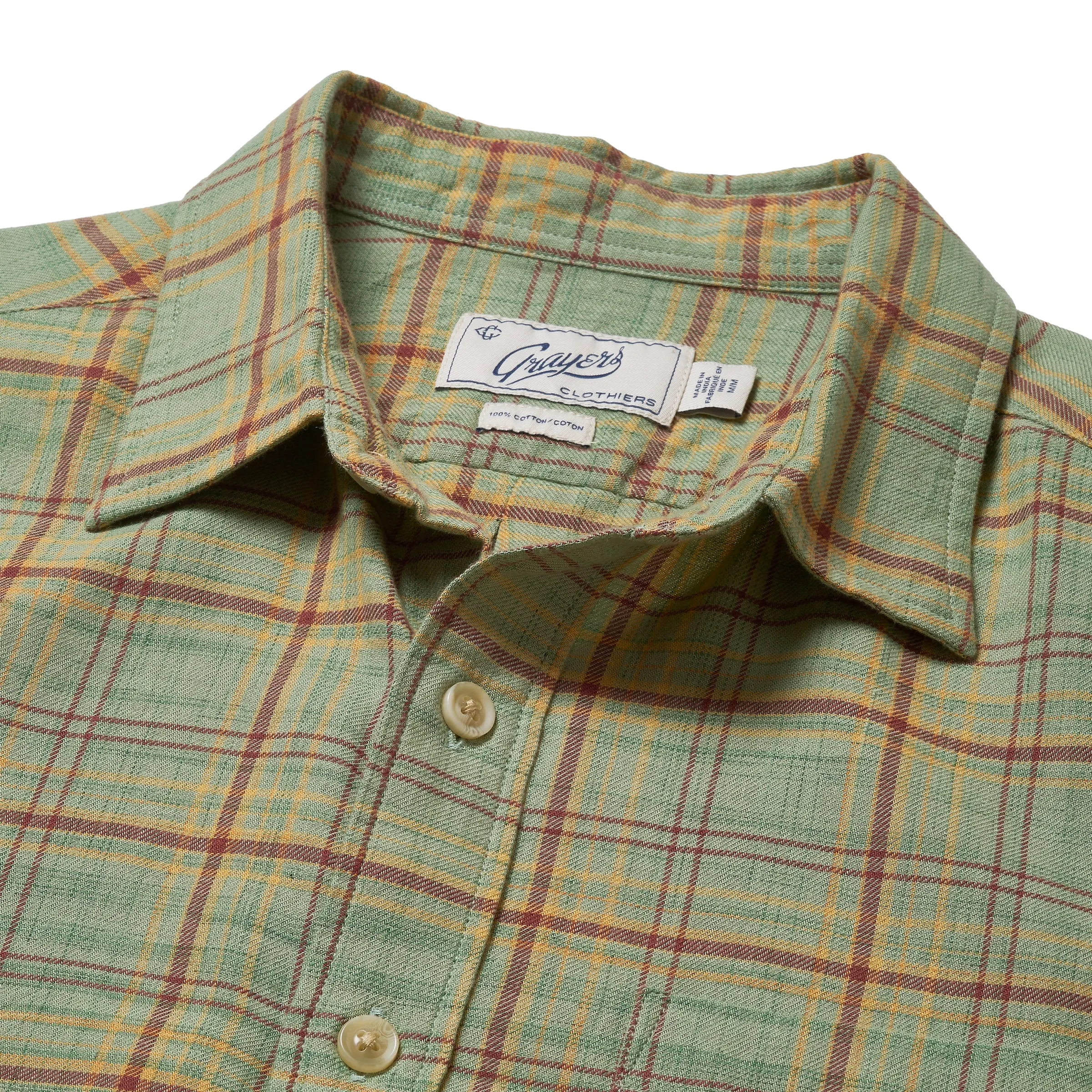 Light Weight Power Loom Short Sleeve Shirt - Basil Maroon Plaid Lightweight Fabric