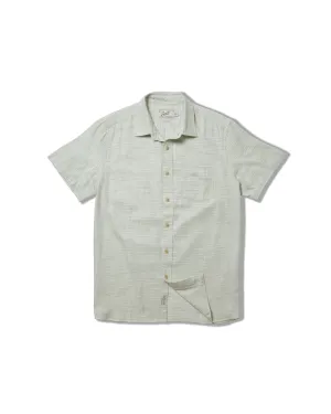 Non Irritating Seams Light Weight Power Loom Short Sleeve Shirt - Green Stripe