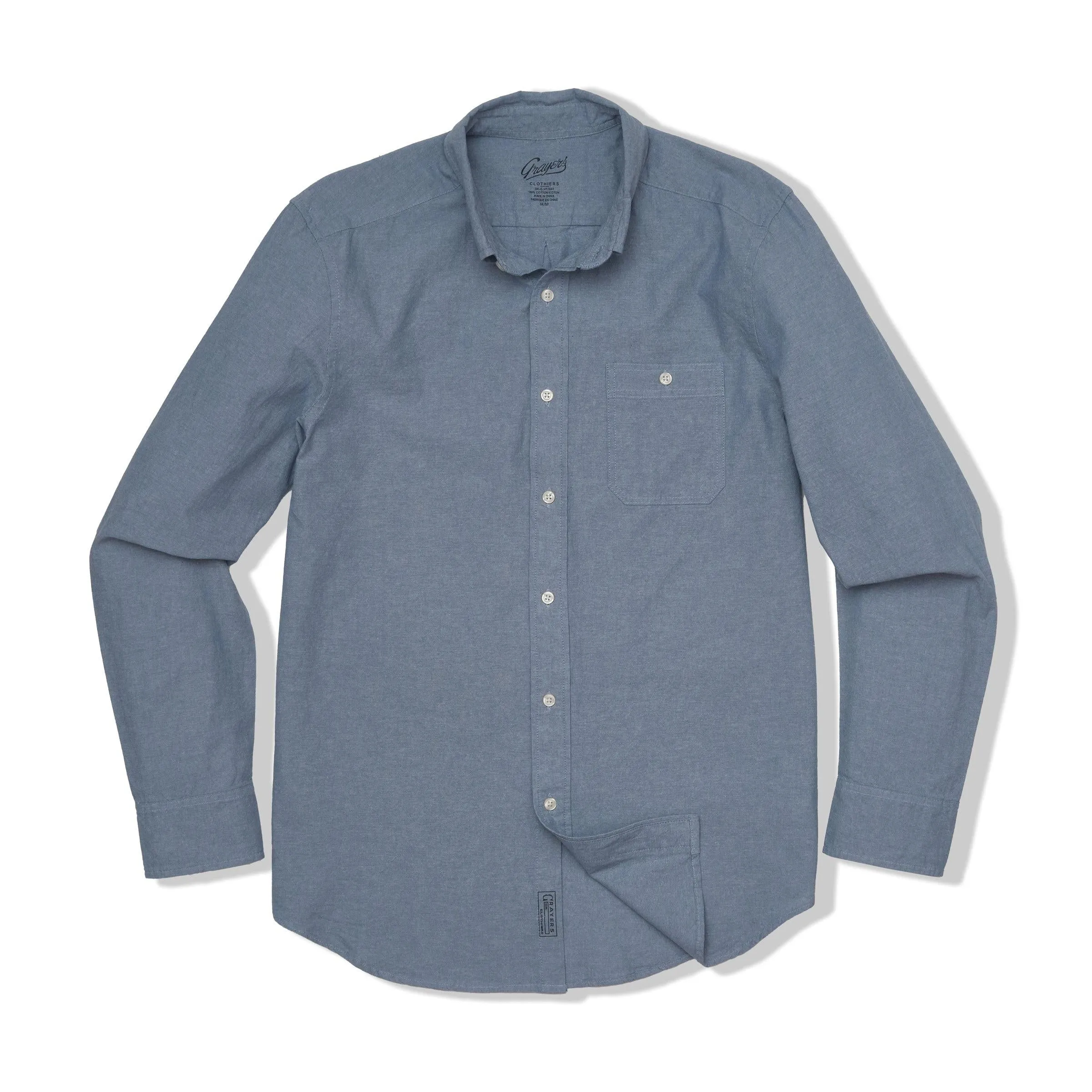 Lightweight Chambray Solid  Shirt - Denim Blue Perfect Wear Light Fit