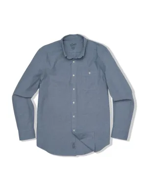 Gym clothing light layering Lightweight Chambray Solid  Shirt - Denim Blue