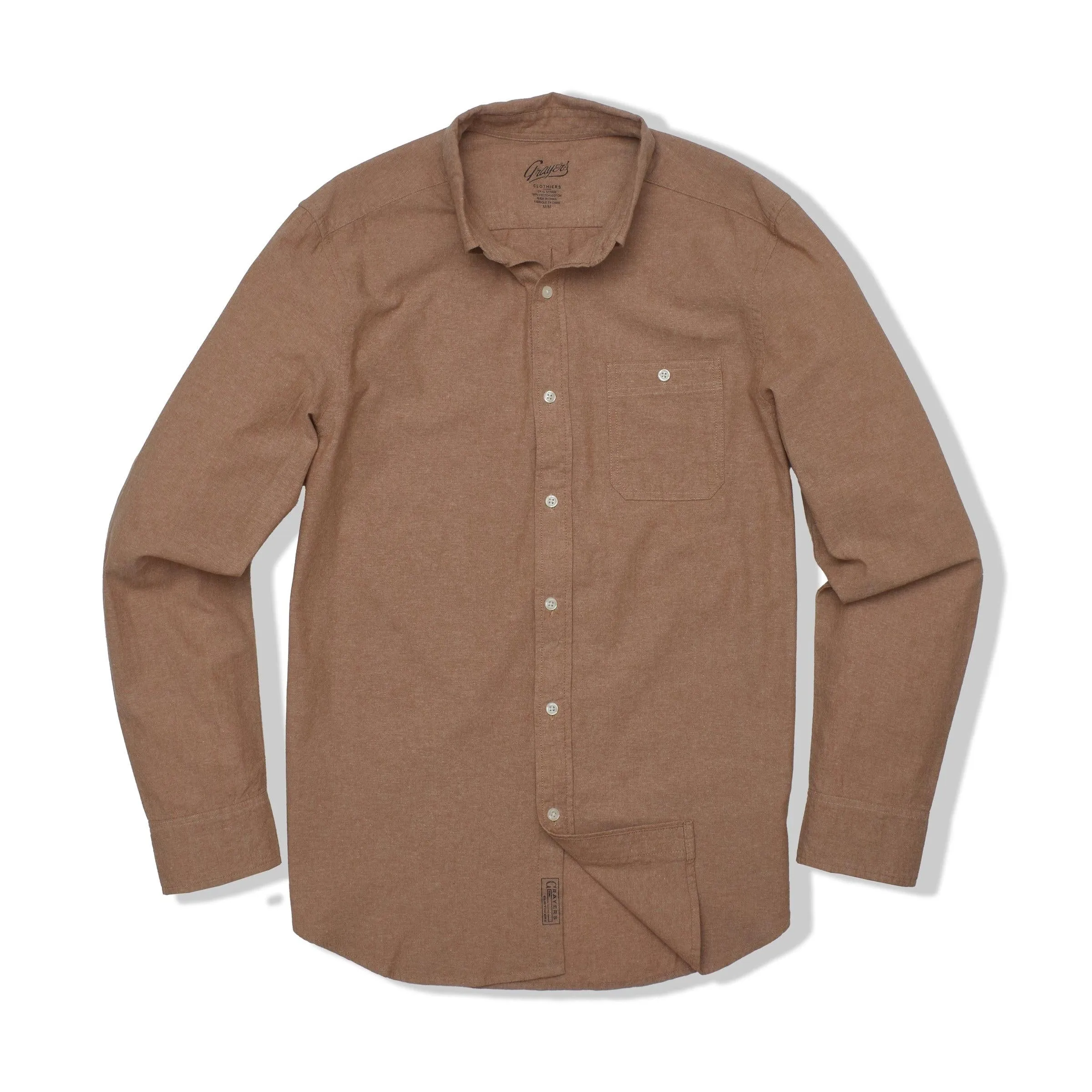 Lightweight Chambray Solid  Shirt - Taupe All-Day Wear