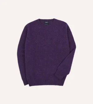 Circular Knit Technique Luminous Thread Accents Lavender Brushed Shetland Crew Neck Jumper