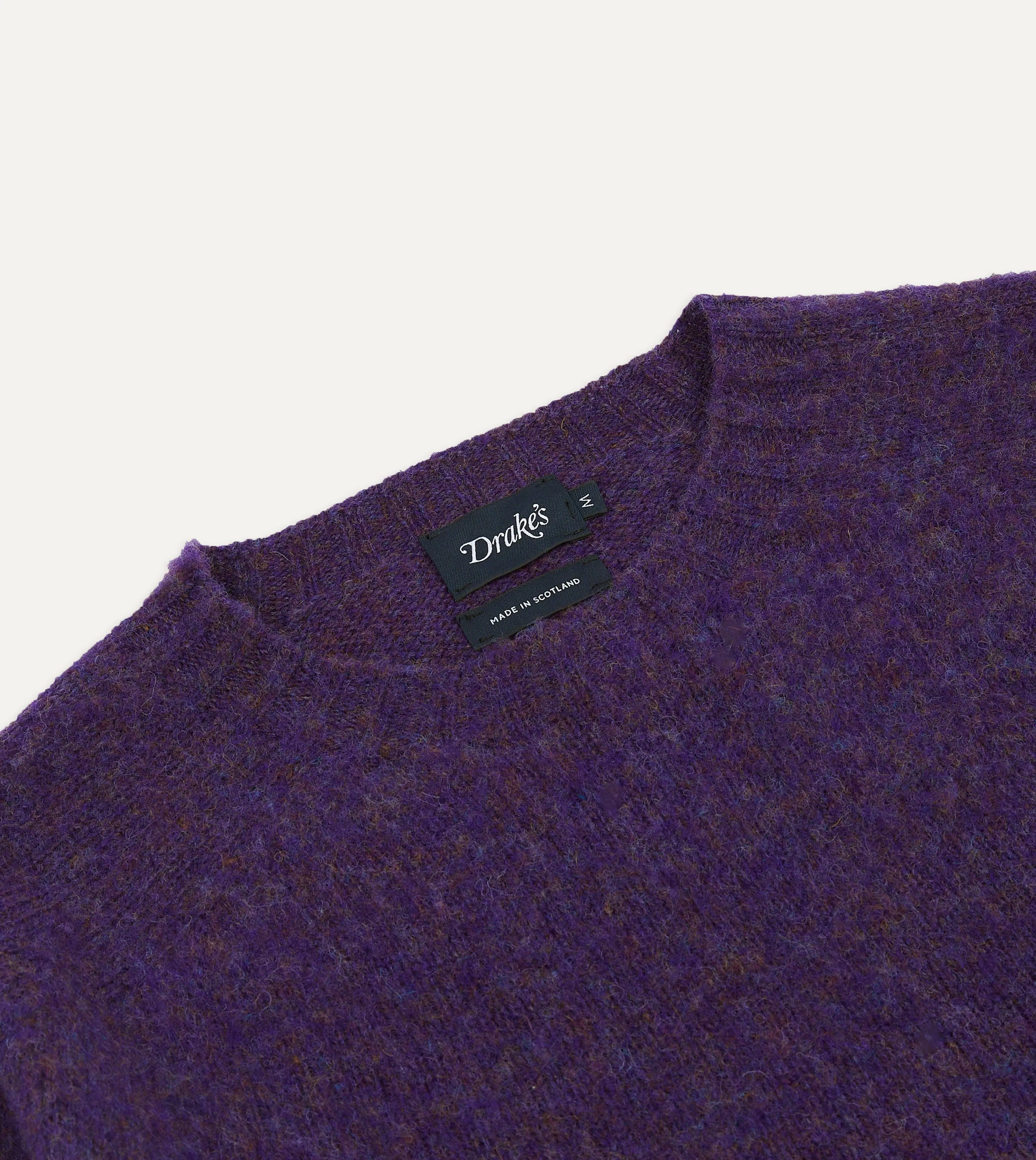 Flexible Neckline Street Layer Lavender Brushed Shetland Crew Neck Jumper