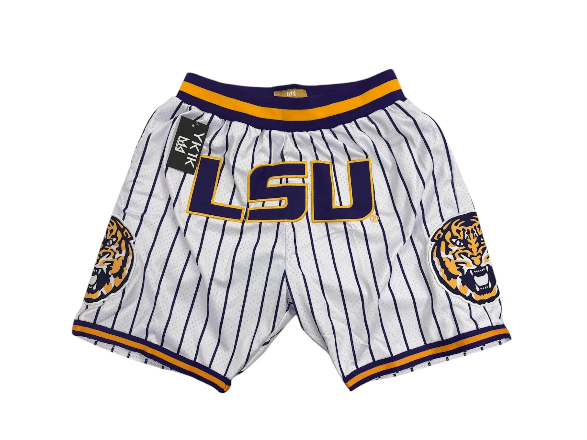 WHITE PURPLE PINSTRIPES LSU BASKETBALL SHORTS jewelry