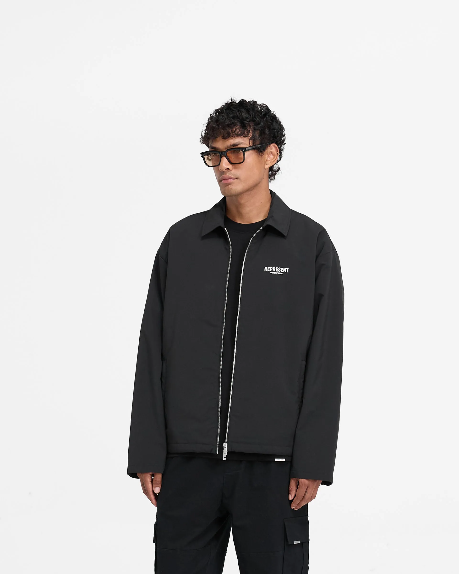 Cozy Street Style Ventilated Panels Represent Owners Club Coach Jacket - Black